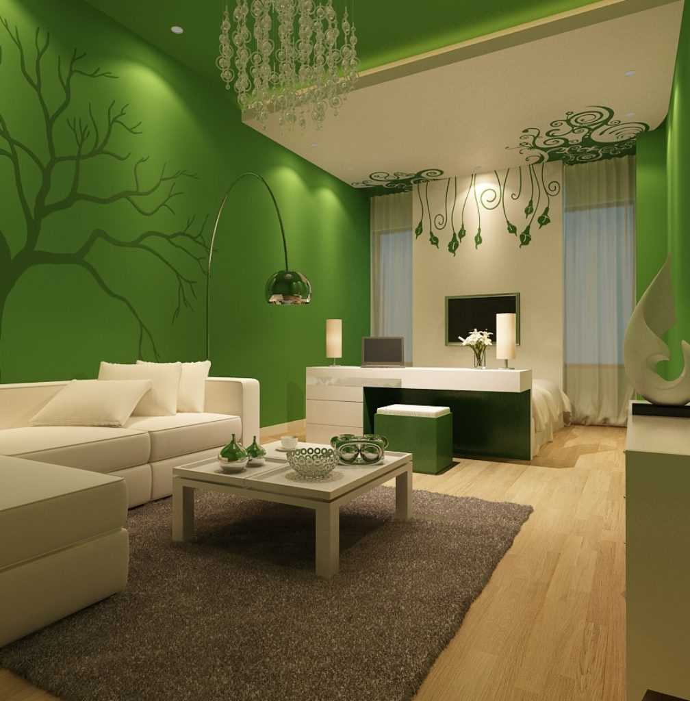 the idea of ​​applying green in a beautiful room decor