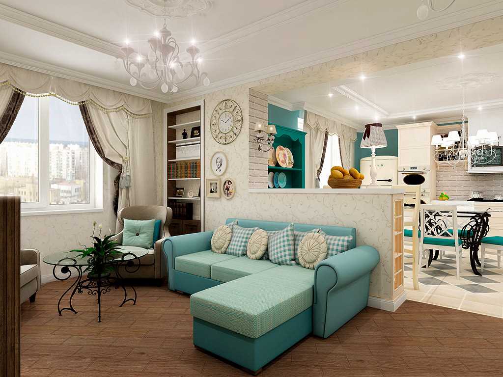 variant of a bright interior of a two-room apartment