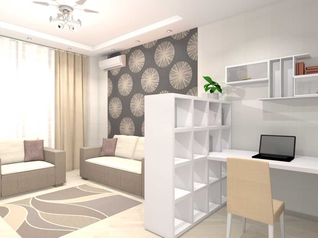 variant of the unusual design of a two-room apartment
