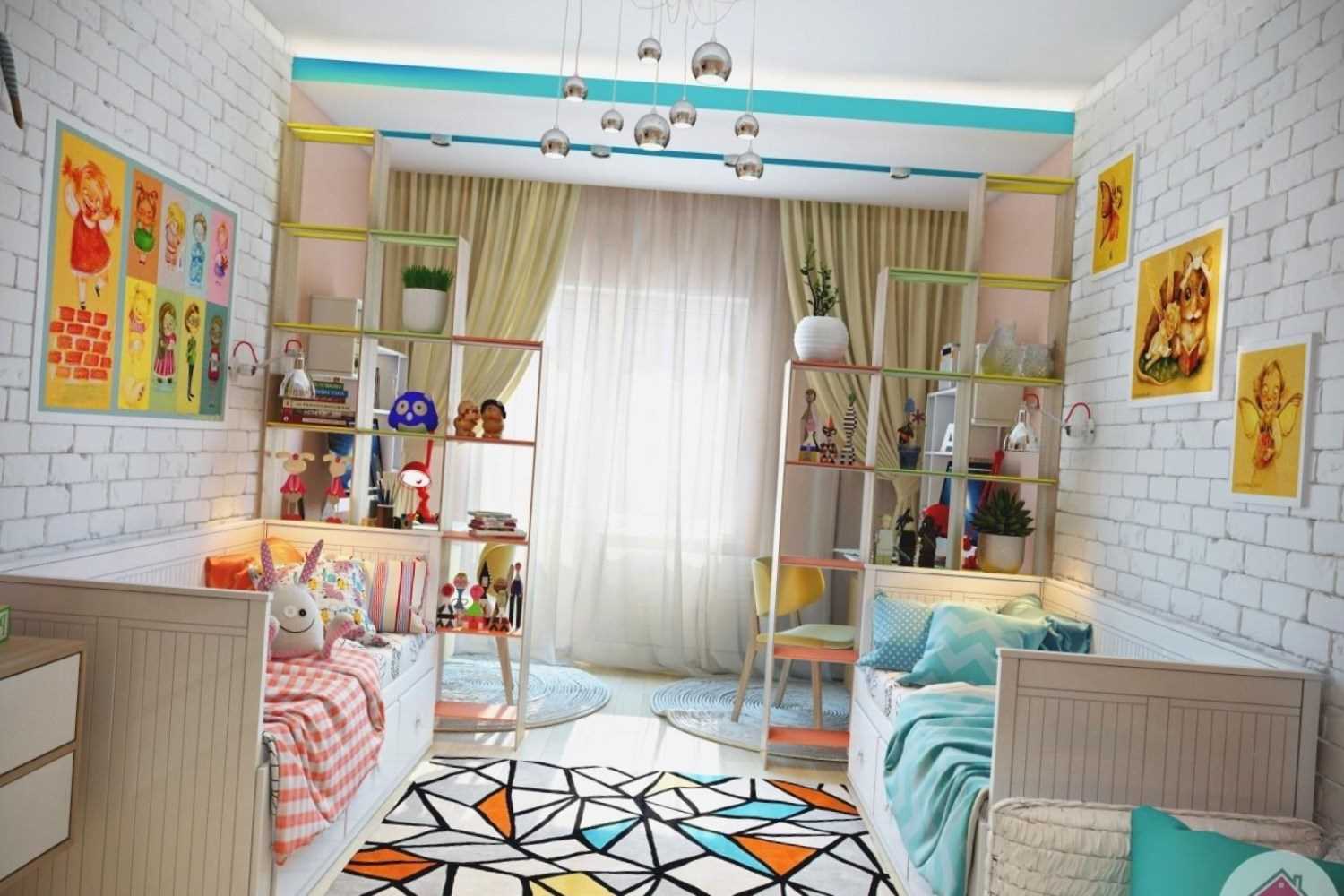 variant of bright design of a room for a girl of 12 sq.m