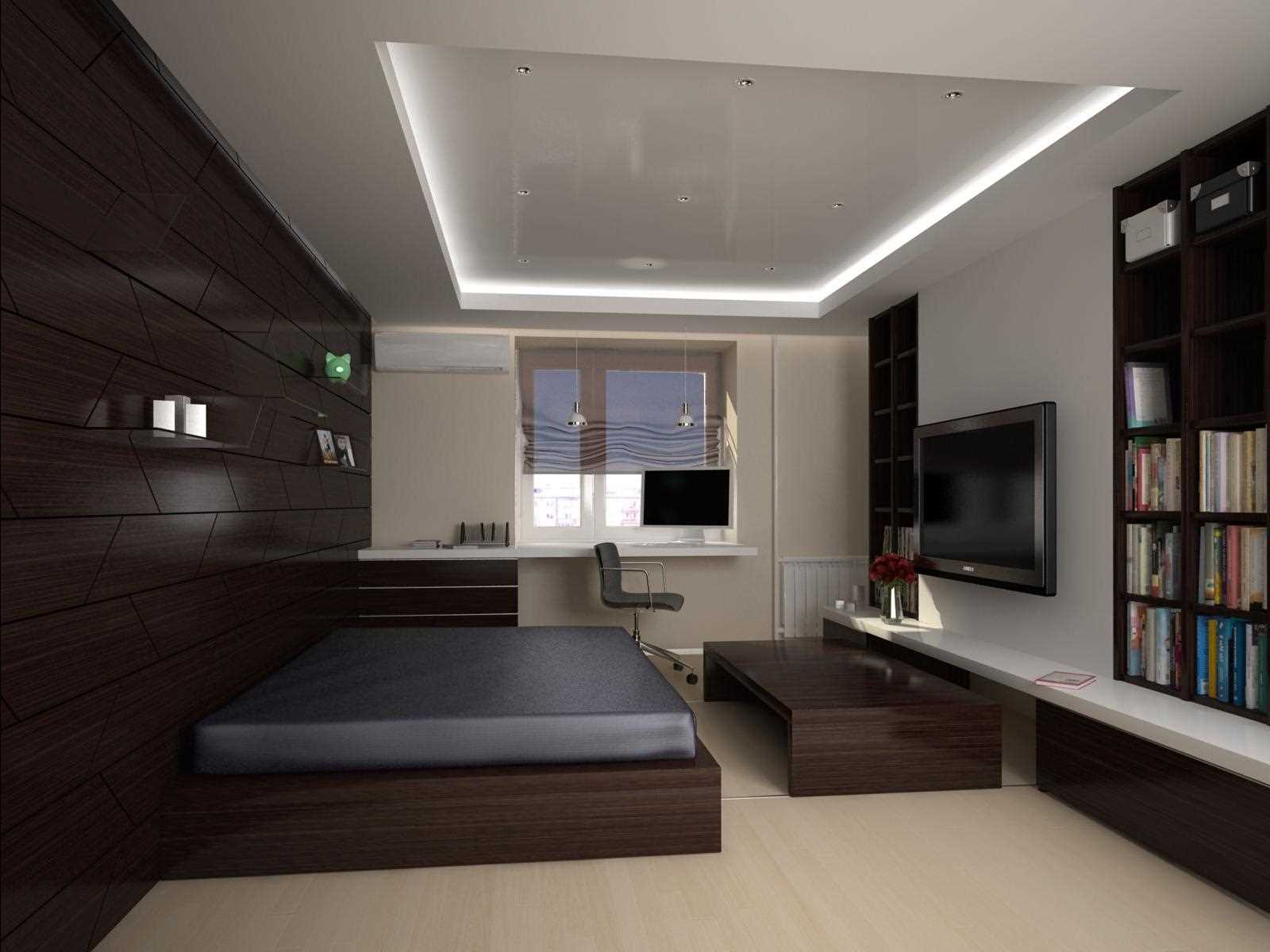the idea of ​​an unusual bedroom style for a young man