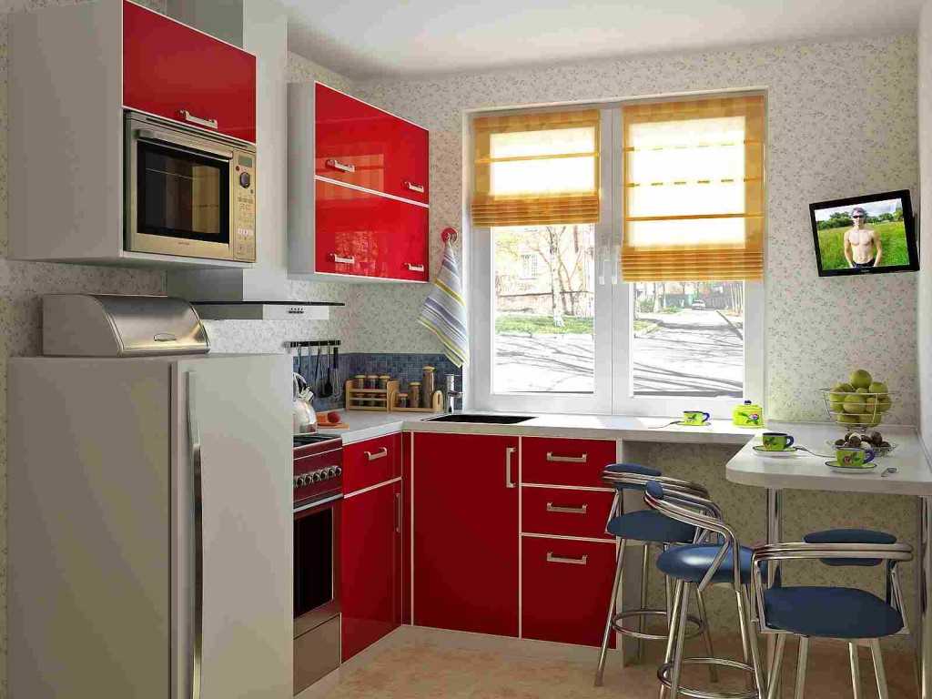 the idea of ​​a bright kitchen design of 9 sq.m