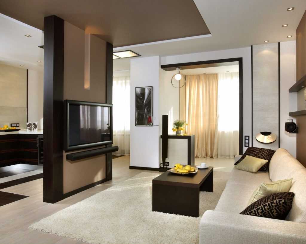 the idea of ​​a bright design bedroom living room
