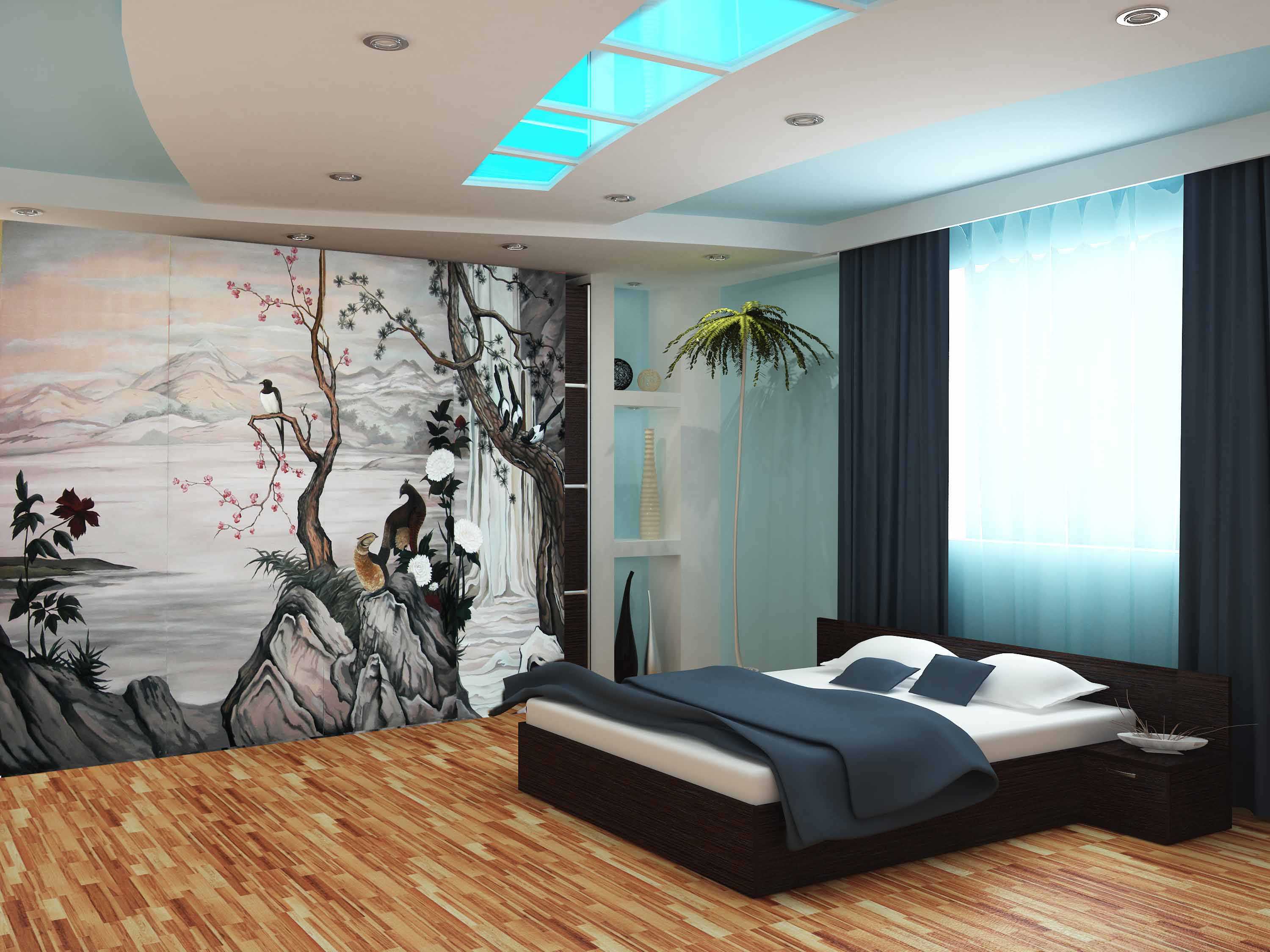 the idea of ​​light design of the apartment with the painting of the walls