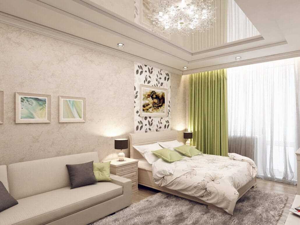 the idea of ​​a bright decor of the living room bedroom
