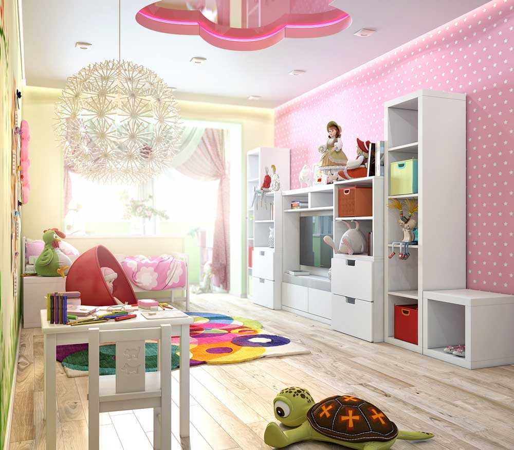 version of the unusual interior of the room for the girl 12 sq.m