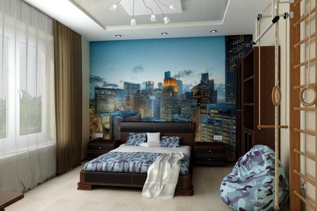 the idea of ​​a beautiful bedroom design for a young man