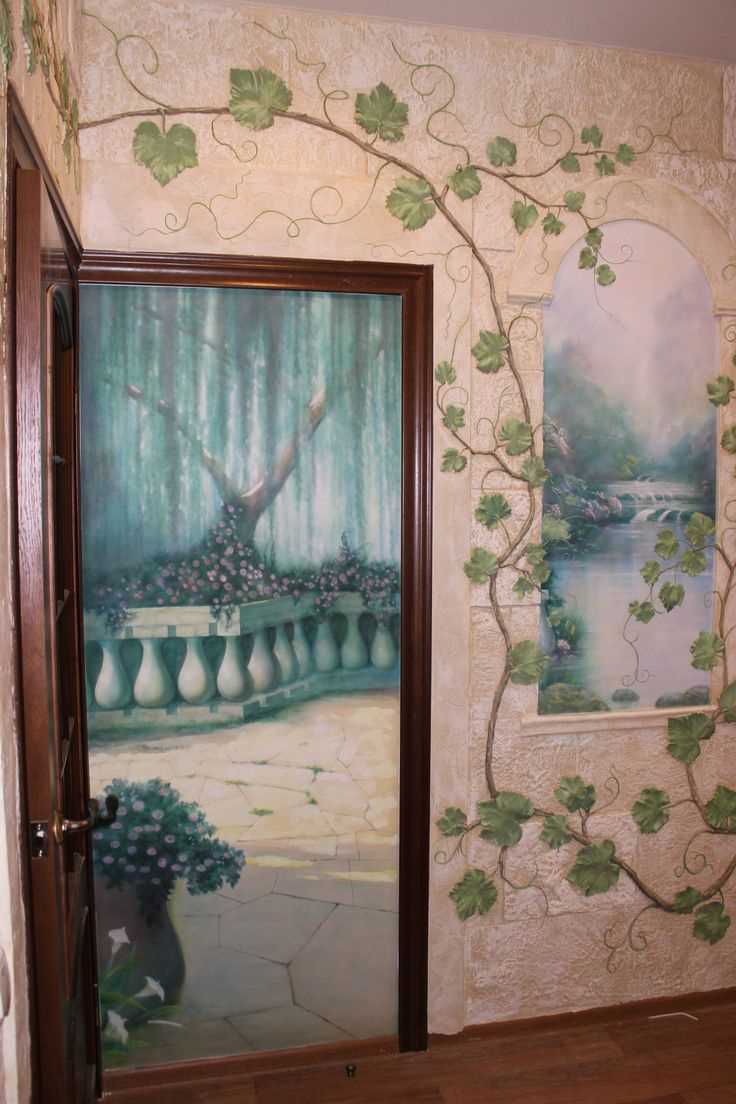 version of the unusual design of the apartment with wall paintings
