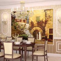 variant of a beautiful apartment decor with wall painting photo