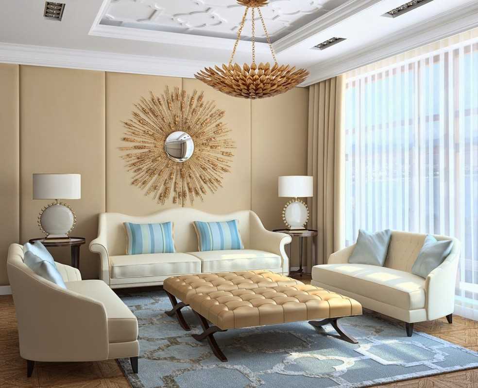 variante di una brillante combinazione di colore beige nello stile della stanza