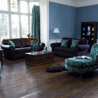 the idea of ​​using an unusual blue color in the style of an apartment picture