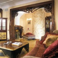 the idea of ​​using the Russian style in a beautiful interior photo room