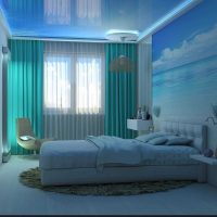 the idea of ​​applying an interesting blue color in the style of the room picture