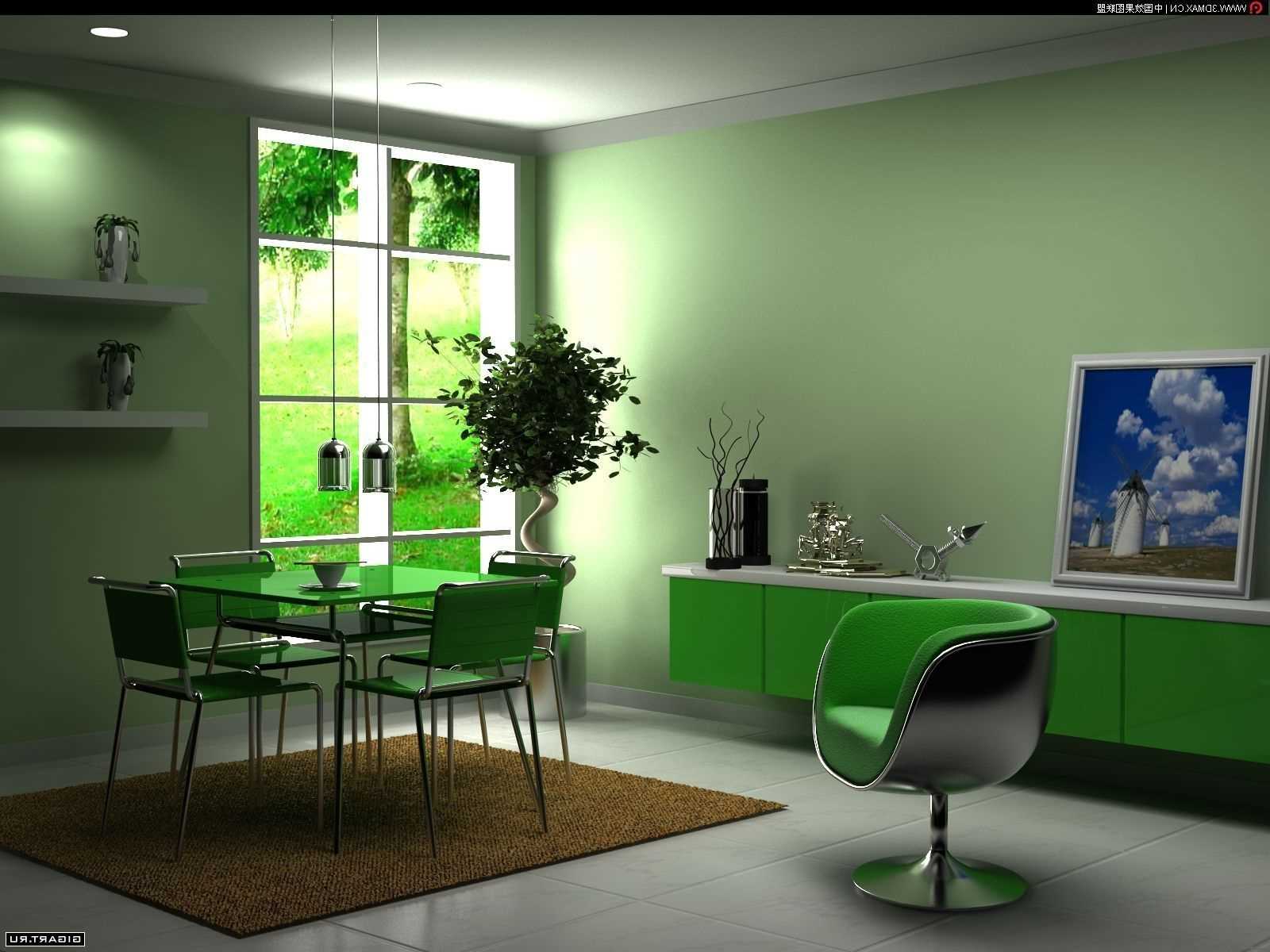 the use of green in an unusual apartment design