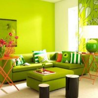 idea of ​​applying green color in an unusual interior of an apartment photo