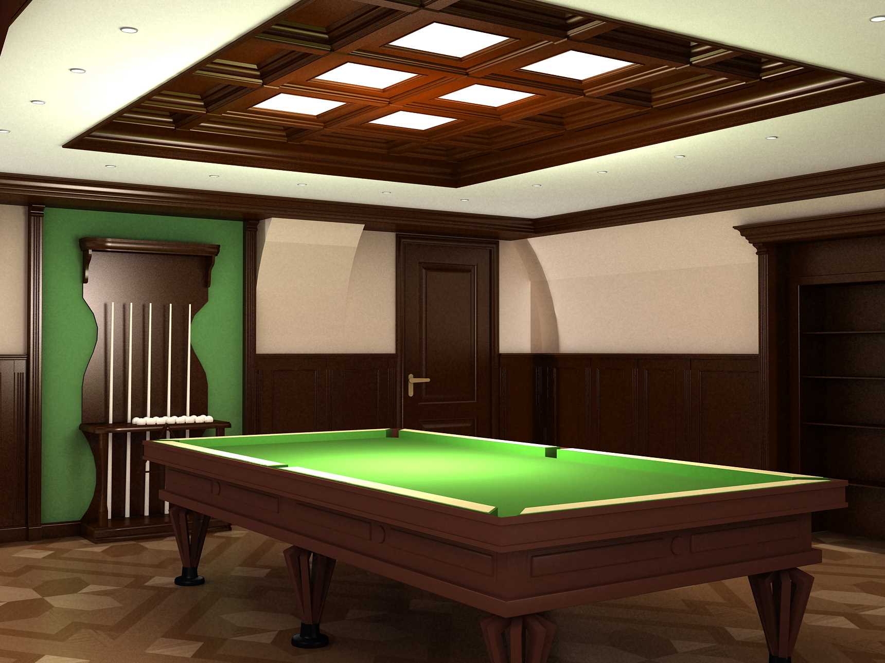 idea of ​​a light billiard room decor
