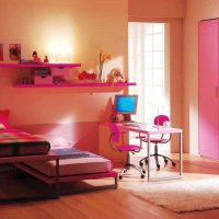 idea of ​​an unusual style of a nursery for two girls photo