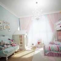 An example of a bright design of a children's room for two girls picture