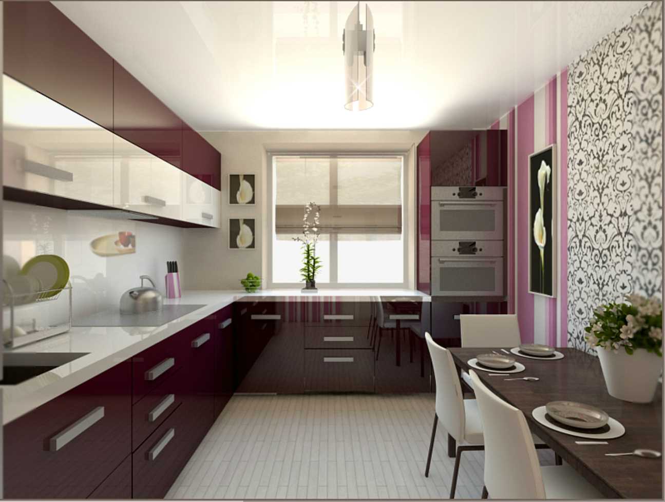 the idea of ​​a bright kitchen interior of 9 sq.m