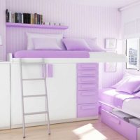 the idea of ​​a bright interior for children for two girls photo