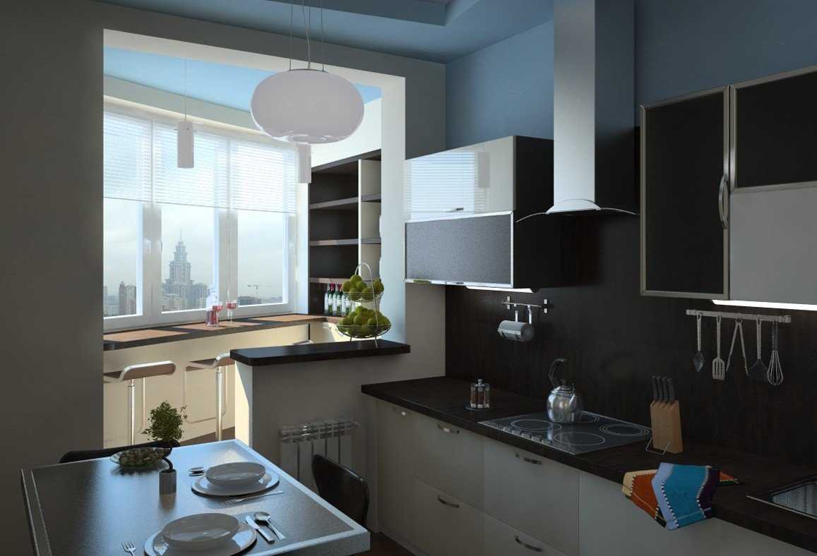 An example of a bright kitchen design of 9 sq.m