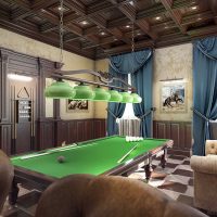 idea of ​​unusual design of a billiard room photo