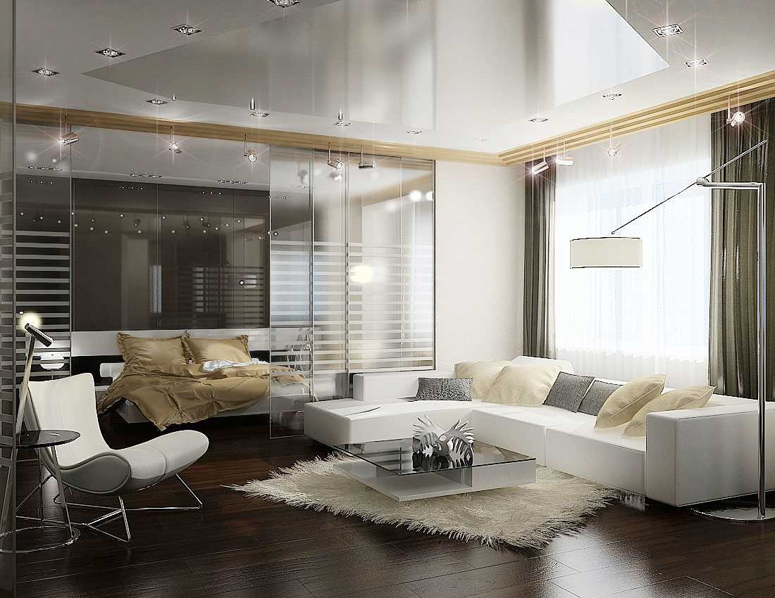 the idea of ​​a light decor bedroom living room