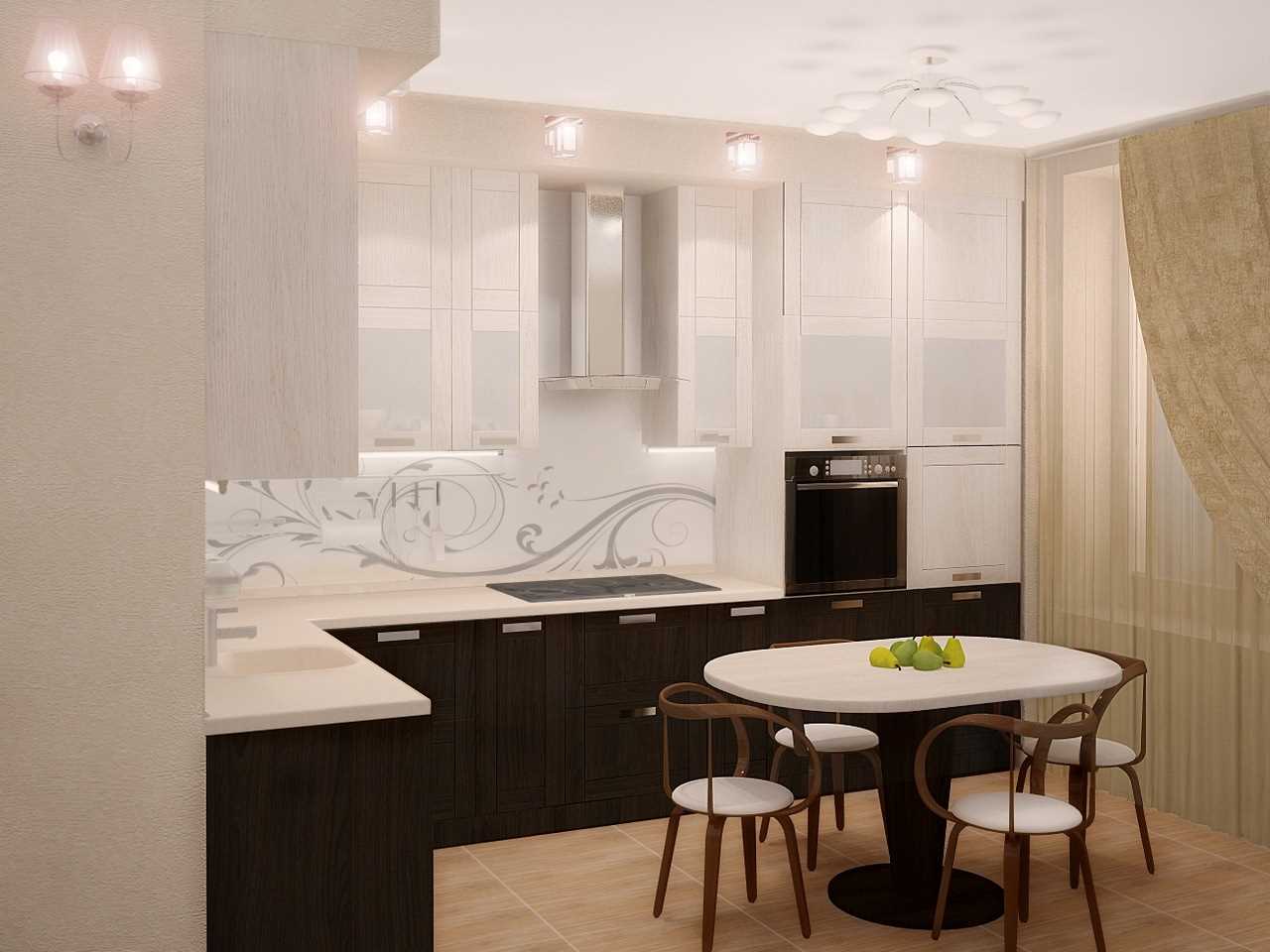 variant of the bright interior of the kitchen 9 sq.m