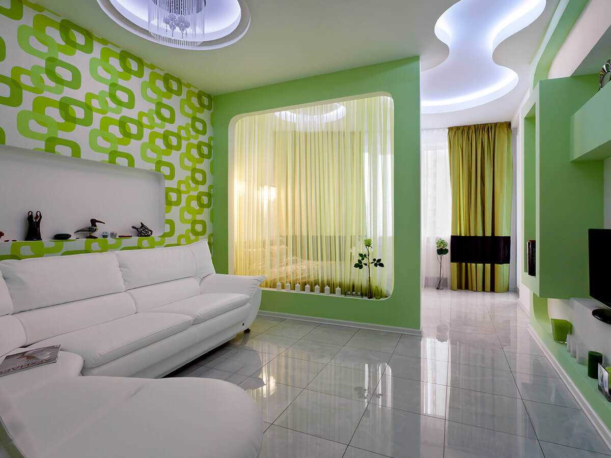 variant of the bright design of the living room bedroom