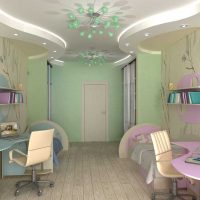 the idea of ​​a beautiful design of a children's room for two children photo