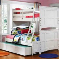 An example of a bright design of a children's room for two girls photo
