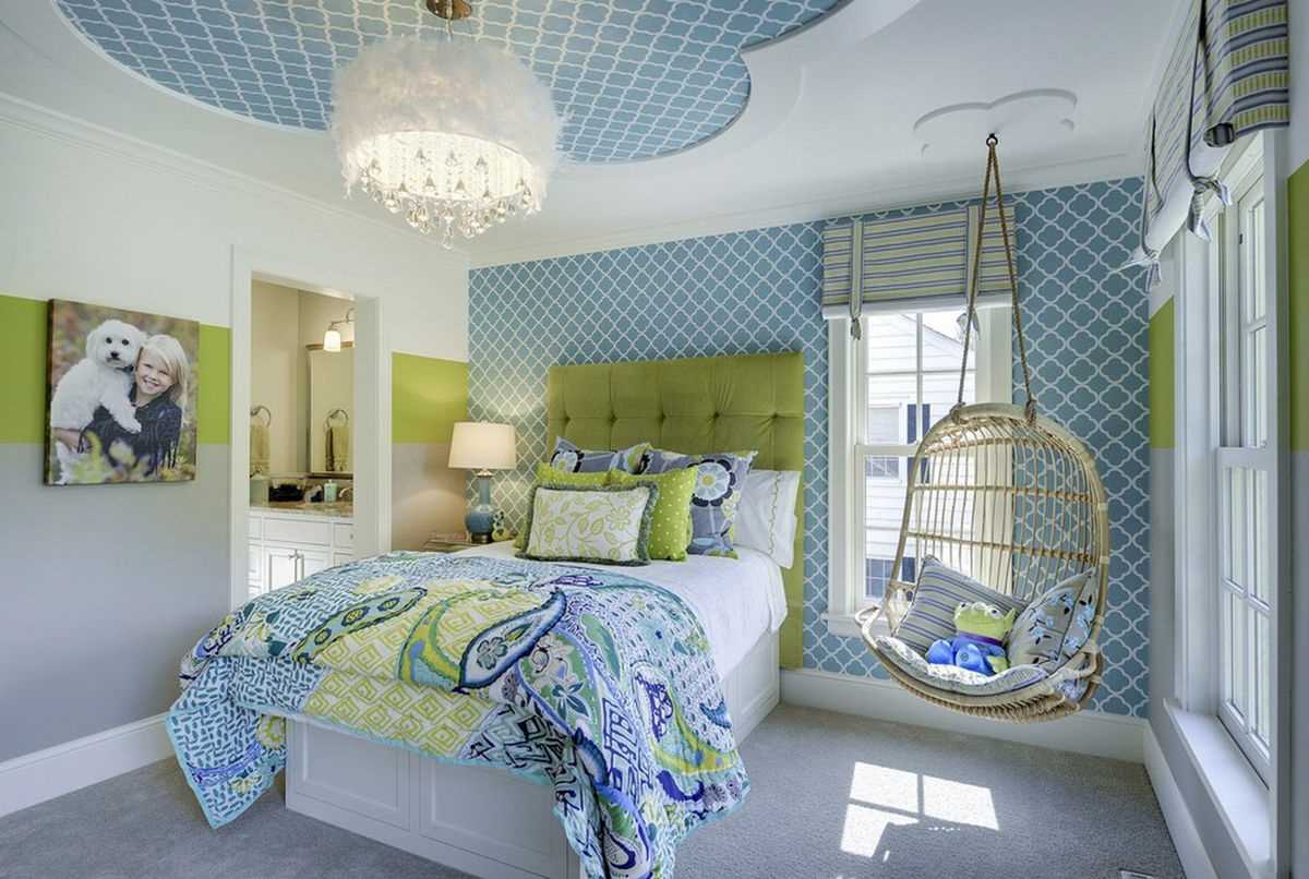 the idea of ​​an unusual decor for a child’s room for a girl of 12 sq.m