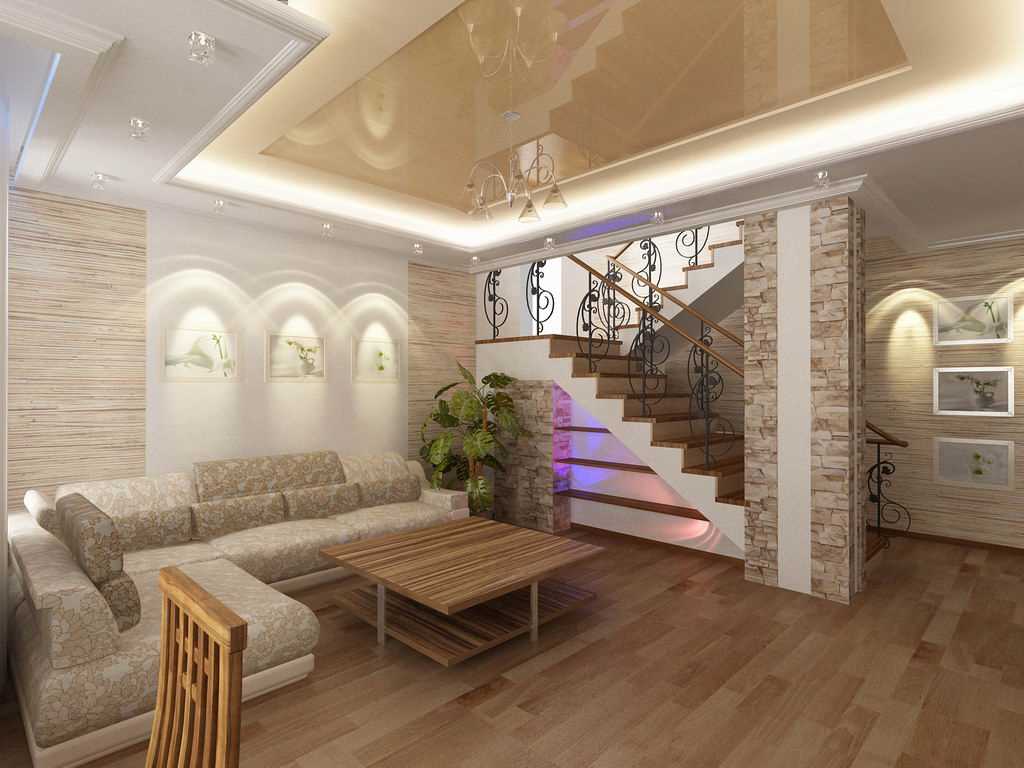 the idea of ​​a beautiful living room interior in a private house