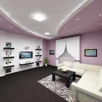 variante del brillante design della sala in una foto di una casa privata