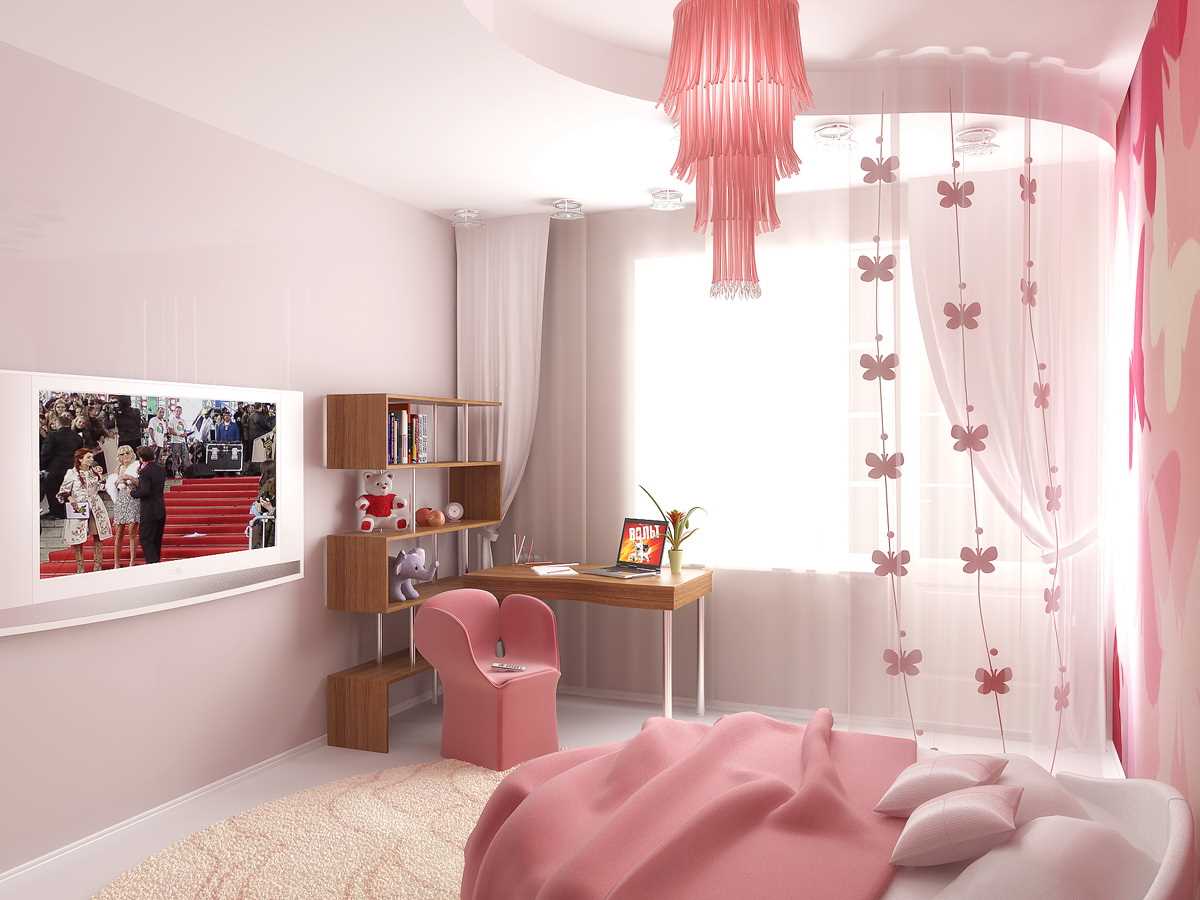 version of the unusual design of the room for the girl 12 sq.m