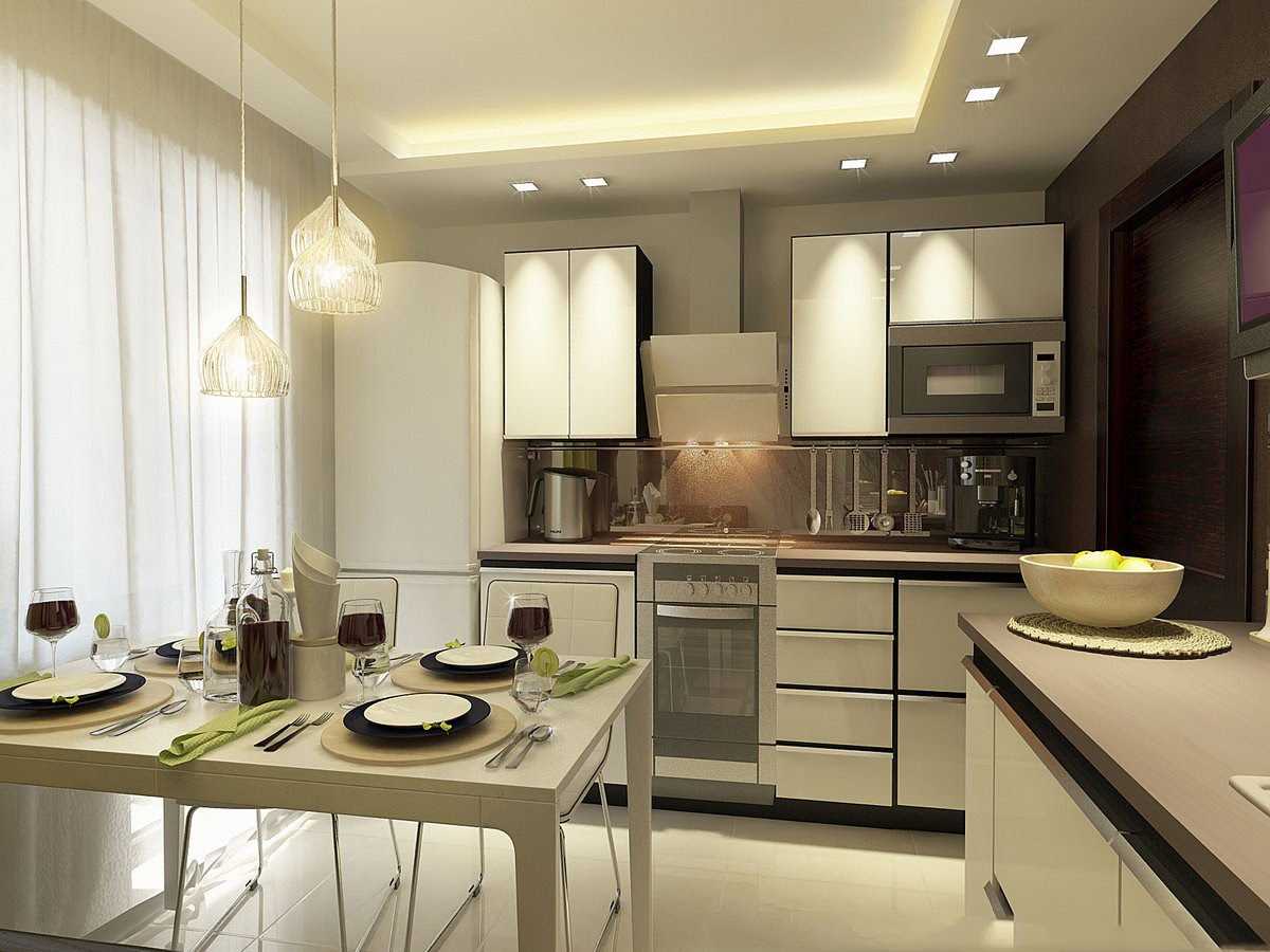 An example of a bright style kitchen 9 sq. m.