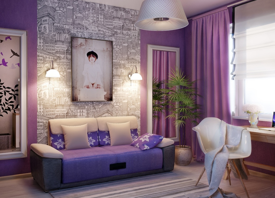 variant of a bright bedroom interior for a girl in a modern style