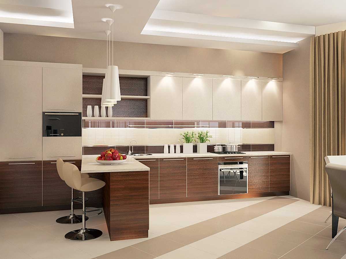 variant of an unusual combination of beige color in the design of the room