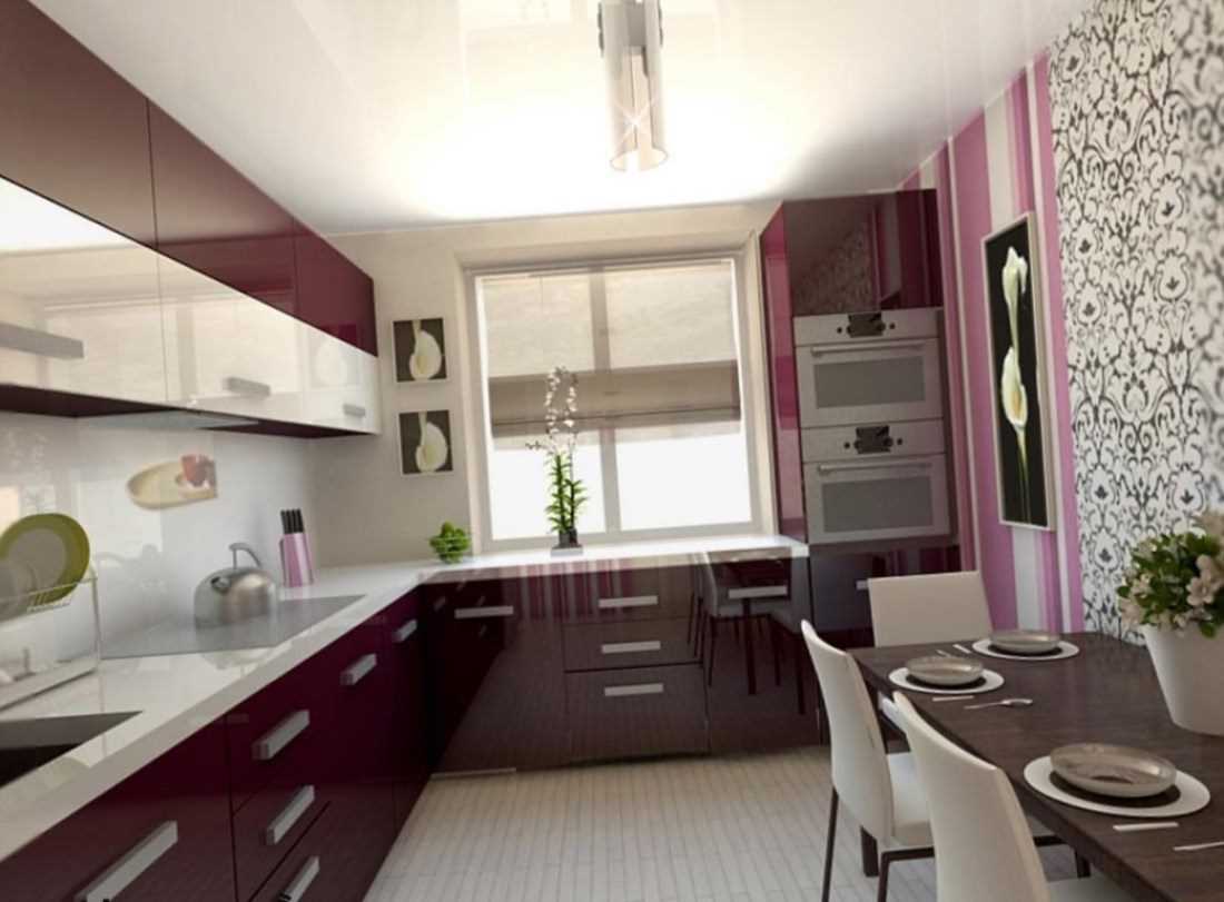 an example of a bright kitchen design of 14 sq.m