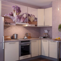 white and lilac kitchen 5 square meters