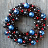 Christmas wreath of branches and balls