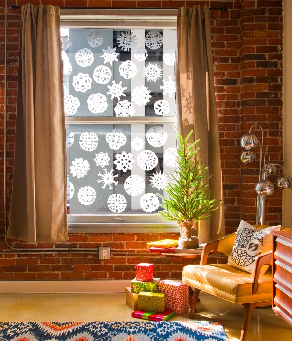 snowflakes on the windows for the new year