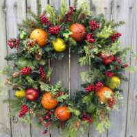 Christmas wreath of berries and fruits
