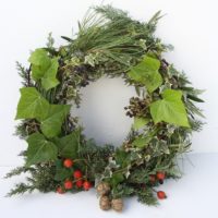 Christmas wreath of leaves and berries