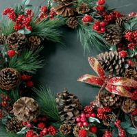 Christmas wreath of cones and berries