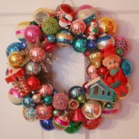 Christmas wreath of vintage toys