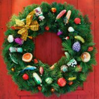Christmas wreath with Christmas decorations