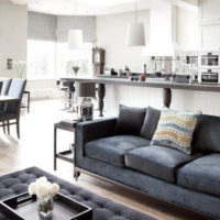 shades of gray in the design of the living room dining room