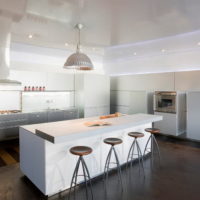 bar counter in a bright kitchen