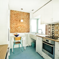 white kitchen with wood worktop